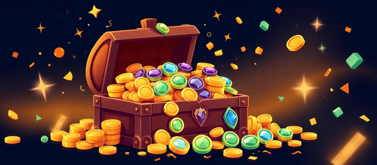 Open chest overflowing with gold coins and gemstones